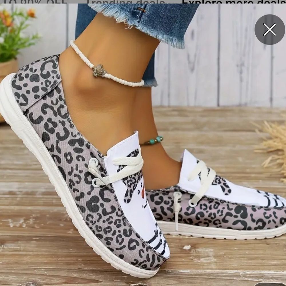 Chic Snowman Leopard Print Loafers - Picture 4 of 6